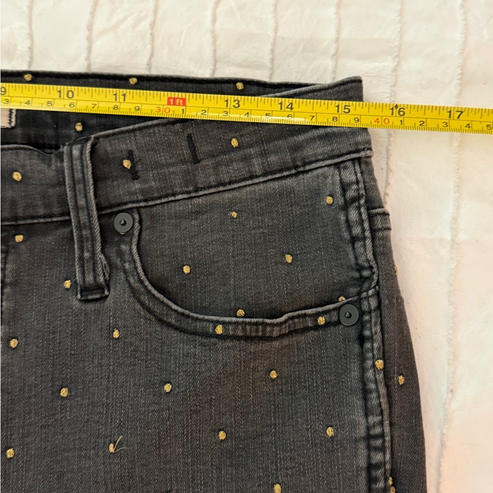 Madewell Women's Black Grey 10" High Rise Skinny Jeans Metallic Dot Edition 30 - Picture 11 of 16